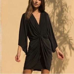 NWT MISA Los Angeles Teget Mini Dress Black Bell Sleeve Cocktail Party Size XS